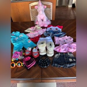 Build-A-Bear pink Unicorn with clothing, shoes and accessories | 18 piece lot